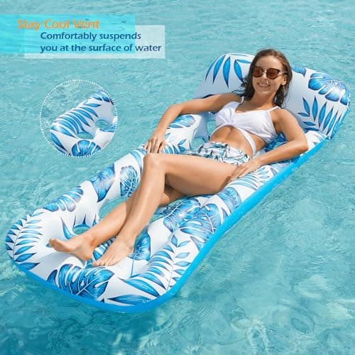 Jasonwell Inflatable Pool Float Lounge - 2 Pack Floaties Rafts for Adults Floating Lounger Sun Tanning Floats Cool Water Floaty Swimming Lake Beach Party Toys - Thumbnail 3