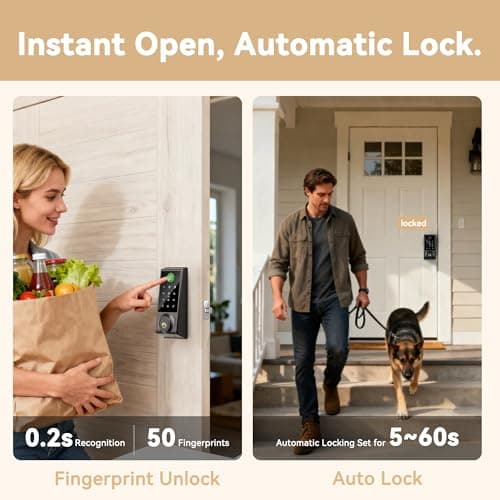 IRONZON Smart Door Lock Deadbolt Lock with Touchscreen Keypad, Fingerprint Door Lock for Front Door, 5-in-1 Keyless Entry Door Lock, App Control, 4 IC Cards, Auto Lock, 15-Min Installation - Thumbnail 3