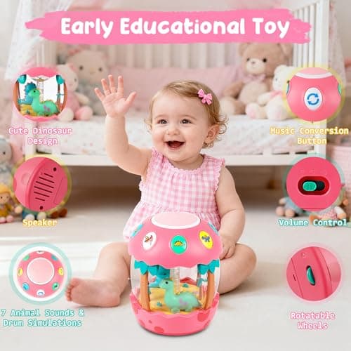 Baby Girl Toys 6-12 Months Rotating Musical Light Up Tummy Time Toy - Thumbnail 6