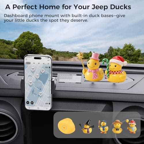 DIAMOOKY Upgraded Metal Phone Mount for Jeep Wrangler JL JLU 2018-2023 & Gladiator JT 2020-2023 Accessories, Dash Phone Holder No-Drill Factory Bolt Rock-Solid with Duck Mounts (Not for 4xe & 2024+) - Thumbnail 5