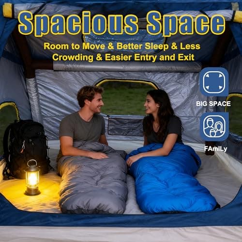 Eolzzi 3-4 Person 3 in 1 Inflatable Tent, 60s Setup PU3000, 4-Season Waterproof Camping Tent with Electric Pump, All Weather Tent for Romantic Dates, Fall/Winter Camping, Hunting & Fishing - Thumbnail 2