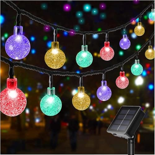 LSLCQW Solar String Lights Outdoor Waterproof, 1 Pack 50 LED 2.3CM 23 FT Each, Solar Powered Patio Lights with 8 Lighting Modes for Garden Yard Porch Wedding Party...(Seven Colors) - Image 1