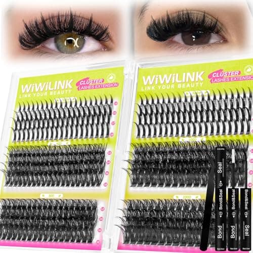 Lash Clusters Kit with Spikes Lashes Clusters Wispy 60D+80D+100D+200D Manga Eyelash Clusters D Curl 456PCS Cluster Eyelash Extensions Volume 12-18mm Individual Anime Lashes Kit Bond&Seal by WiWiLINK - Image 1