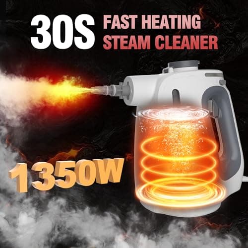Spurgehom 1350W Handheld Steam Cleaner with 15-Pc Accessories(including mop) & 550ML Tank – 3Bar Dirty-Free Steamer for Floors, Cars, Upholstery, and Multi-Surface Home Cleaning - Thumbnail 2