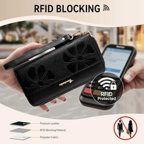 Travelambo Womens Wallet Tassel Bifold Ladies Cluth Wristlet Wrist strap Long Purse - Thumbnail 3