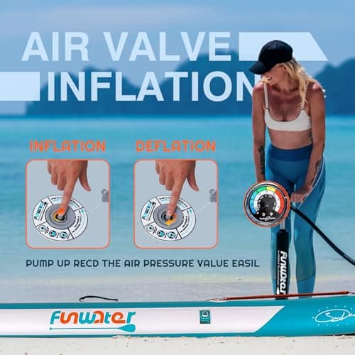FunWater Inflatable Stand Up Paddle Boards Ultra-Light SUP Wide Stable Design Non-Slip Comfort Deck for Youth & Adults with Premium SUP Board Paddle Accessories - Thumbnail 6