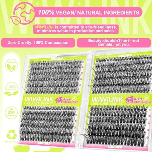 WiWiLINK Lash Clusters Kit 40D+50D+60D+80D Individual Lashes 468PCS D Curl 10-18mm DIY Eyelash Extension Kit with Cluster Lash Bond & Seal and Applicator for Eyelashes Extension Beginners - Thumbnail 2