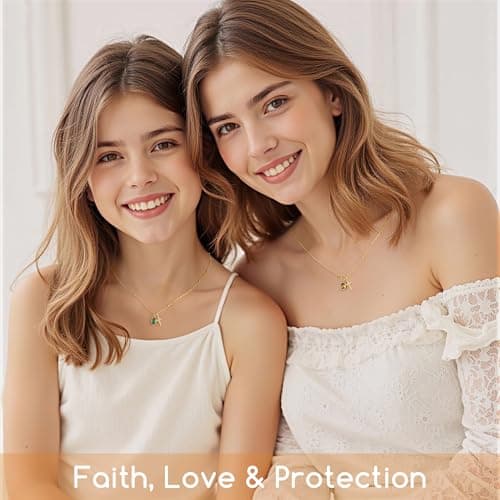 Turandoss Easter Basket Stuffers for Kids Teen Girls - Dainty 14K Gold Plated Cross Created Aquamarine March Birthstone Necklaces, 6 7 8 9 10 11 12 13 14 15 16 Years Old Birthday Easter Gifts - Thumbnail 2