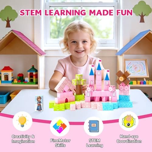 Hiwawind Magnetic Blocks Princess Toys - Easter Gifts for Kids - Princess Castle Building Blocks,Birthday Gifts for Girls, Toys for 3 4 5 6 7 8 Year Old Girls Boys, Preschool Toddlers Travel Toys - Thumbnail 4