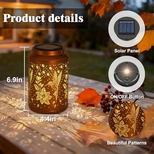 Gifts for Mom Hummingbird Solar Lights Outdoor Garden Decor for Outside, Mothers Day Gifts, Solar Lantern Outdoor Waterproof for Outdoor Decor, Pathway, Yard, Patio - Thumbnail 4