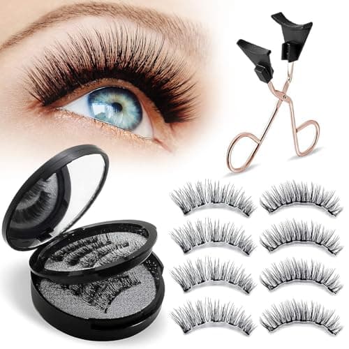 Magnetic Eyelashes, Waterproof Magnetic Eyelashes Kit - 4 Pairs Reusable, Natural False Lashes with No Glue or Eyeliner Needed, Ultra-Lightweight & Comfortable - Image 1