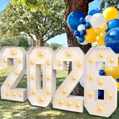 2026 Graduation Decorations - 2.3FT Large PRE-CUT 2026 Marquee Light Up Numbers Kit - Mosaic Foam Board Sign - Class of 2026 Party Supplies Decor for Kindergarten Preschool High School Christmas Wedding Prom - Image 1