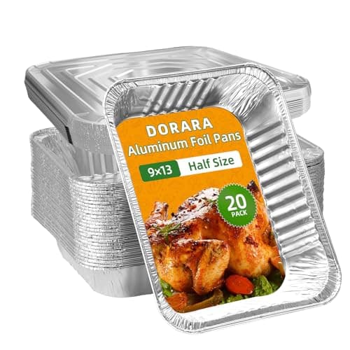 20 Pack 9x13 Aluminum Pans with Lids - Heavy Duty, Disposable & Oven Safe - for Baking, Cooking, Meal Prep, Party & Catering, Heating, Storing - Half Size Steam Table Deep Foil Pans with Covers - Image 1