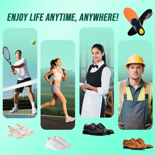 AOBEKOS Plantar Fasciitis Relief Insoles Men Women High Arch Support Shoe Inserts,240+lbs Comfort EVA Orthotics Insert Absorb Shock Work Boot Shoe Insole for Flat Feet, Pronation, Heel & Foot Pain - Thumbnail 6