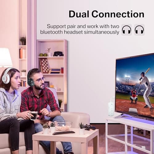 Sunitec Bluetooth Audio Transmitter for Airplane: Bluetooth 5.3 Adapter Supports 2 Headphones or AirPods with AptX Adaptive - 3.5mm AUX Wireless Adapter for Airplane Travel Gym Tablets TV - Thumbnail 3