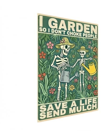 Carastora Funny Garden Skull Tin Sign, Vintage Tin Wall Art for Home, Cafe, Bar and Office, Humorous Skull Quote Metal Poster, 12x8 Inch Weatherproof Decor - Image 1