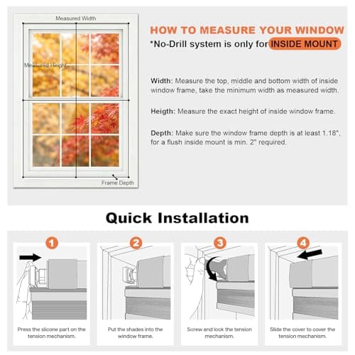 Brochao Custom Blackout Cellular Shades Cordless No Drill No Tools Honeycomb Shades for Windows, Easy to Install for Indoor Windows White - Thumbnail 3