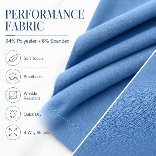 YEZEX Scrubs for Women Set, Stretch V-Neck Top & Jogger Scrub Pants, CeilBlue - Thumbnail 5