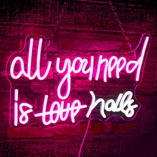WLHOPE All You Need is Nails Neon Sign - Pink LED Signs with USB Connectivity for Bedroom, Home Bar, Girls Room, Beauty Shop, Nails Room - Gift for Girls - Image 1