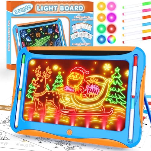 YUBALEER Magic LED Drawing Board for Kids, Toys for Boys Ages 5-7, Light Up Tracing Pad with 9 Double-Sided Cards, 6 Washable Pens, Glow Up Toys for Kids 4-6 Year Old Christmas Birthday Gifts - Image 1