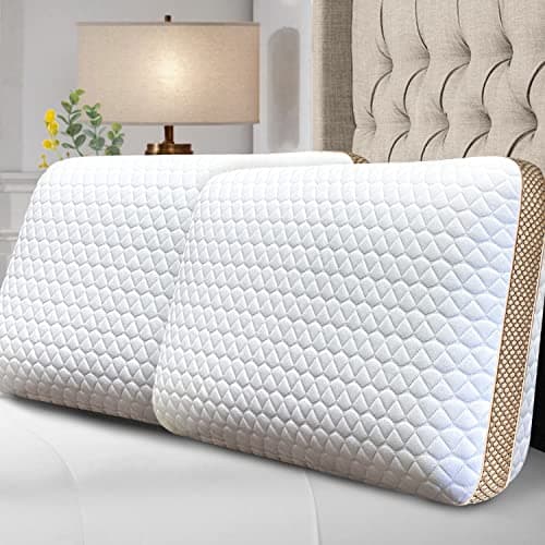Sofslee Memory Foam Pillows Standard Size Set of 2, Medium Firm Pillow for Sleeping, Orthopedic Bed Pillow for Side, Back Sleepers, Ventilated Gel Foam Pillow with Washable Cover, 23.6" x 15.7"x 5.1" - Image 1