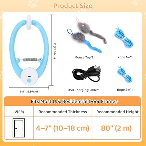 COSOWO Automatic Interactive Cat Toys for Indoor Cats Electric Fluttering Butterfly Feather Wand Hanging Toy Kitten & Adult Cat Enrichment Stimulation Toys for Bored Cats USB Rechargeable, Blue - Thumbnail 3