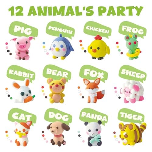 Air Dry Clay for Kids,12 Animals Theme Party Foam Clay,Ultra Light Modeling Clay Kit, DIY Art and Home Party Favors for Boys & Girls (Animal) - Thumbnail 4