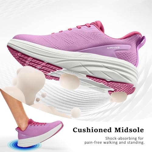 Womens Easy On Walking Shoes Lace Up Comfortable Tennis Shoes with Anatomic Toe Box for Women Breathable Running Sneakers (Purple,7.5) - Thumbnail 6