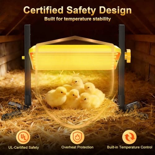 Brooder Plate for Chicks, 50–158℉ Chick Heat Plate with Smart Thermostat, UL Certified Radiant Heating Panel & Brooder Heater, 5 Adjustable Heights & 360° Angle for Poultry Brooding & Chicken Coop Use - Thumbnail 2