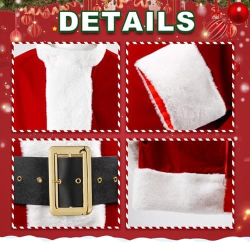 dgdgcool Christmas Green Costumes Adult, 8pcs Furry Santa Claus Costume for Men Funny Cosplay Santa Costume - Thumbnail 5