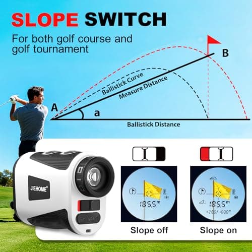 JIEHOME Golf Rangefinder with Slope & Magnetic, 7 Modes(Triangulation) Upgraded Laser Rangefinders, 1200 Yards, 7X Magnification, Range Finder for Golfing Hunting Golf Accessories for Men Women - Thumbnail 2