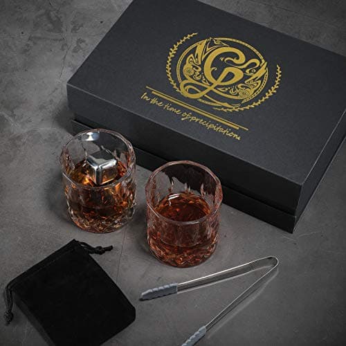 Old Fashioned Whiskey Glasses with Luxury Box - Set of 2 Whiskey Glass with Stones Whiskey for Men - Thumbnail 6