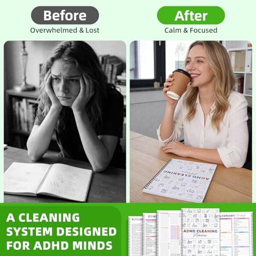 ADHD Cleaning Planner for Adults – Undated Daily, Weekly & Monthly Cleaning Schedule & Checklist – Household Chores Organizer Notebook for Home（2 pack） - Thumbnail 6