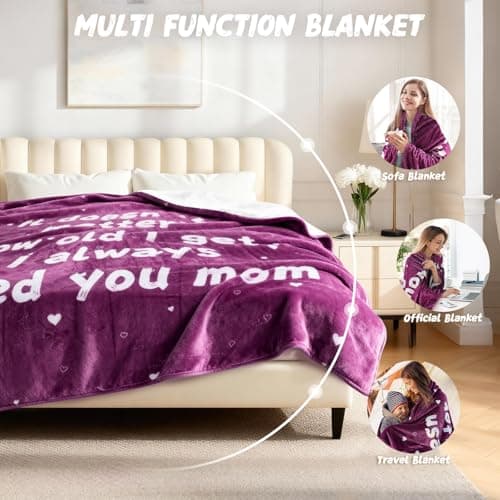 Gifts for Mom - Mom Gifts for Mother's Day Birthday Christmas Love Mom's Blanket Soft Flannel Throw Blanket 60x50'' - Thumbnail 5