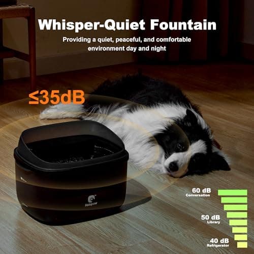 HOLAPAW Dog Water Fountain for Large Dogs, 2.1Gal/8L Dog Water Bowl Dispenser, No Spill Automatic Pet Water Fountain for Dogs Cats Multiple Pets with Ultra Quiet Pump, 3 Filter Replacement, Black - Thumbnail 5