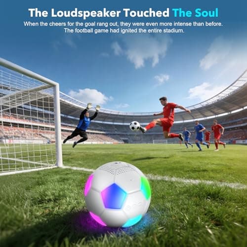 Portable Bluetooth speaker, 2026 soccer ball shaped speaker, supports Bluetooth 5.3, LED lights, XIP6 waterproof, TWS pairing, suitable for outdoor, home, travel, and gift giving scenarios. (White) - Thumbnail 6