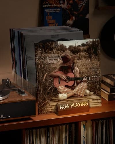 Vosturdy Expandable Vinyl Record Storage, 30-70 LPs Now Playing Record Holder, Wood Vinyl Album Storage Rack for LP Records/Magazines/Music Lovers - Thumbnail 2