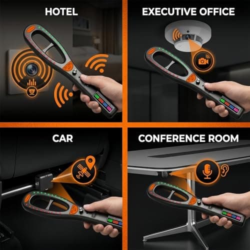 KEULGOUL Hidden Camera Detector, RF Signal Detector and Magnetic Field Detector, Portable Camera Lens Finder, Rechargeable Privacy Scanner for Hotel Room, Car, Office, Home and Travel - Thumbnail 6
