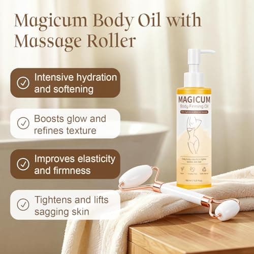 Magic Body Firming Oil After Shower Body Oils for Women with Massage Roller | Tighten, Hydrate, Crepe Erase, Anti Cellutite with DEFENSIL®, Vitamin E & Natural Botanicals (5.07 fl.oz.) - Thumbnail 2