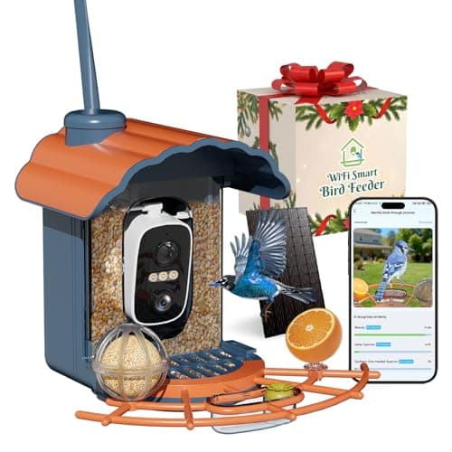 Centvicam Smart Bird Feeder with Camera: Hummingbird Feeder with Solar Powered for Outdoors, Bird House with 2K HD Video & AI Bird Species Identification, Arrival Alerts, Gift for BirdLovers - Blue
