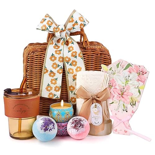 Unique Valentine's Day Baskets for Women Friendship,Happy Birthday Bath Set Relaxing Spa Gift Baskets Ideas for Women,Her,Mom, Sister, Coworker, Wife, Girlfriend,Luxury Get Well Soon Self Care Gifts for Women. - Image 1