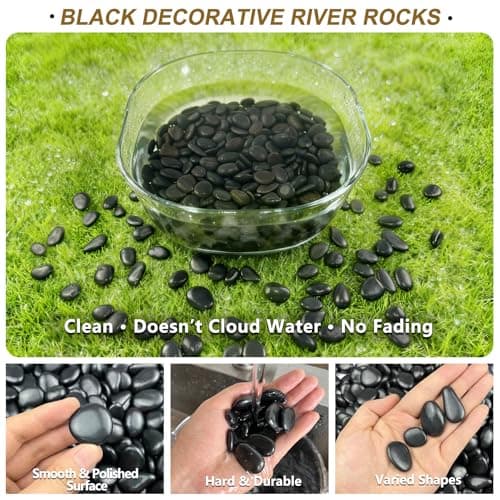 Garrdeen 5LB Black Polished River Rocks, 0.5–1.0 inch Small Pebbles for Indoor Plants, Aquarium Rocks, Fish Tank Gravel, Decorative Stones for Planters, Vase Fillers & Landscaping Decor - Thumbnail 4