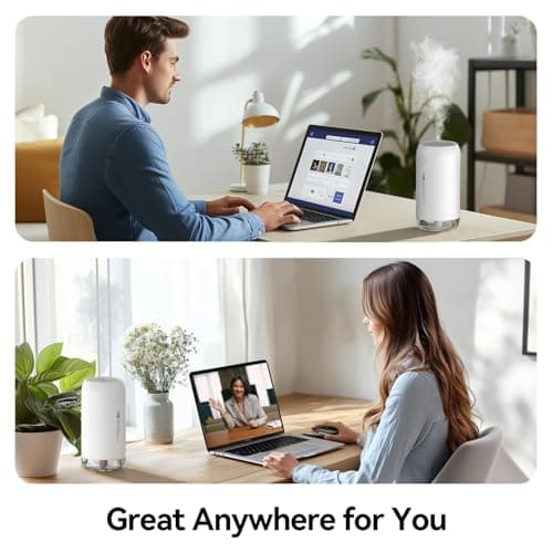 Portable Mini Humidifier, KQLKJ 350ml Small Cool Mist Humidifiers, USB Personal Desktop Humidifier for Bedroom Car Office Travel with Auto Shut-Off & 2 Mist Modes (White) - Thumbnail 6