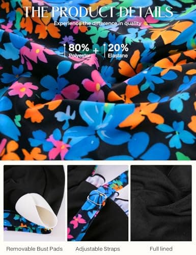 Hanna Nikole Swimming Suits for Women, Floral Print Boho Swimsuit High Waist, Full Coverage Bikini Set - Thumbnail 4