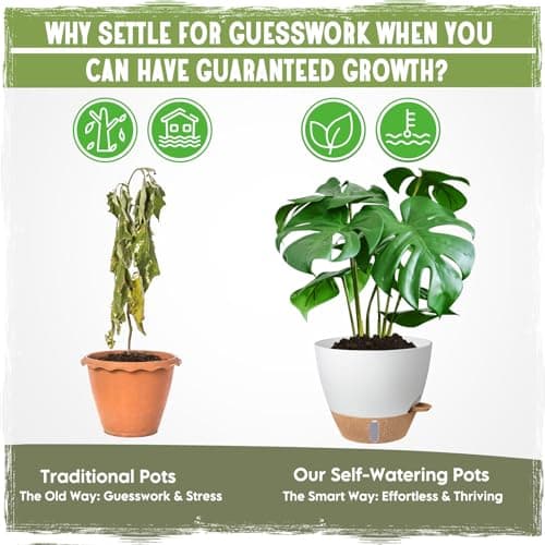 Self-Watering Pots for Indoor Plants 4 Pack, 6/8/10/12 Inch Outdoor Planters with Water Level Indicator&Deep Reservoir, Decorative Flower Pots for Indoor Plants,Home Decor (White, 12+10+8+6 inch) - Thumbnail 6