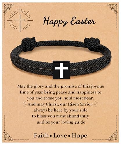 Sistble Easter Gifts for Women Men, Easter Basket Stuffers for Teens Christian Gifts for Men Women Cross Bracelet Baptism Bible Verse Religious Jewelry - Image 1