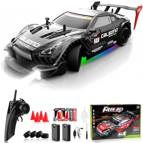 LFOLUSU Remote Control Car RC Drift Car 1:16 Scale 4WD RC Vehicle with LED Lights 2.4GHz 30km/h RTR High Speed Racing Sport Toy for Adults Boys Girls Kids Gift 2Pcs Rechargeable Battery - Image 1