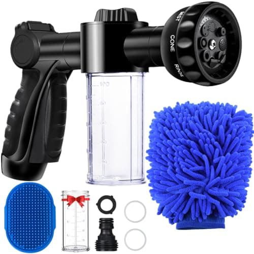 EVILTO Garden Hose Nozzle, High Pressure Hose Spray Nozzle 8 Way Spray Pattern One-Touch Sprayer for Watering Plants, Lawn, Patio, Car Wash, Cleaning，Showering Pet - Image 1