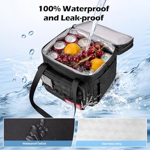 DOLOPL Lunch Box for Men, Black Insulated Expandable Lunch Bag for Men/Women, 16L Large Tactical Leakproof Waterproof Cooler Lunch Bag With Adjustable Shoulder Strap for Outdoor, Picnic, Office - Thumbnail 5