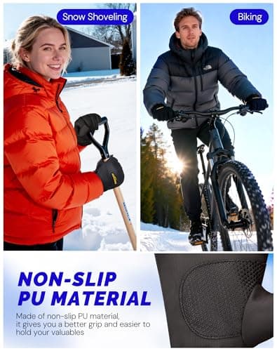 AXEVMEN Winter Waterproof Gloves (Black, X-Large) - Thumbnail 5